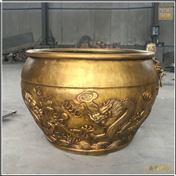 帶拉環黃銅大水缸擺件